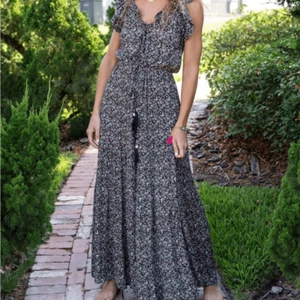 Natural Life Havana Nights Maxikleid schwarz und rosa Blumen Flügelärmel Damen S - Bild 1 von 10