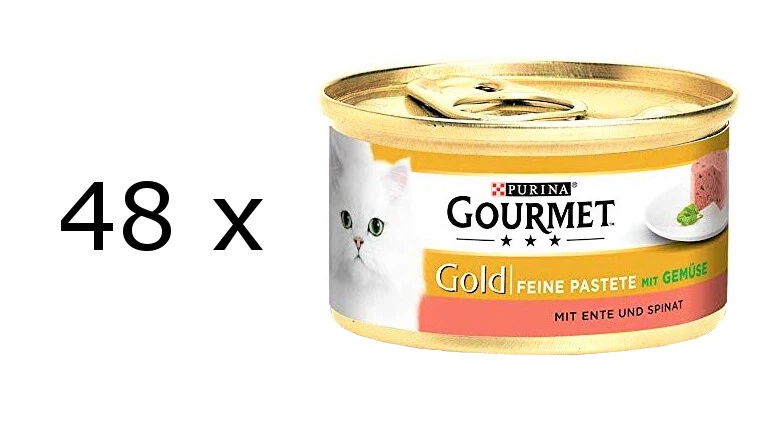48 x 85g Gourmet Gold Feine Pastete (€ 9,79/kg) mit Ente & Spinat für Katzen - Bild 1 von 1