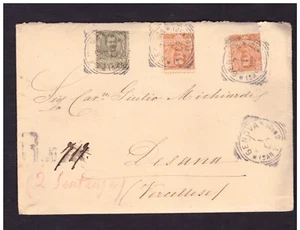 Busta Regno Tariffa 85 c. Raccomandata 3 Porti FLOREALE 1902 WD3571 - Foto 1 di 1