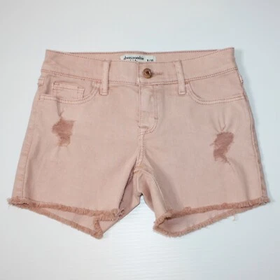 Abercrombie Kids Girl's Pink Denim Jean Raw Hem Distressed Shorts in size 9-10 - Image 1 of 2