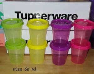 Brand NEW Tupperware Midget Mini Salt and Pepper Set of 8 PC - Assorted Color - Picture 1 of 4