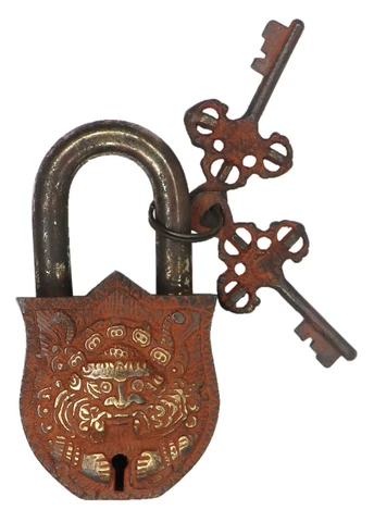 Dragon Engraved Vintage Style Door Lock Handmade Solid Brass Padlock Home Décor Cover