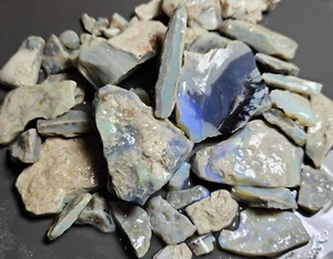 Lightning Ridge Opal Rough & Rub Parcel Blue Purple Lapidary 1078 Ct Australian - Foto 1 di 24