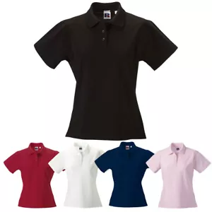 Women's Classic Polo Top Short Sleeve T-Shirt Plain Shirt 100% Pima Cotton - Picture 1 of 12