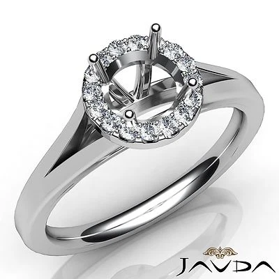 Diamond Engagement 0.2Ct Round Shape Semi Mount 14k White Gold Halo Pave Ring - Image 1 of 4