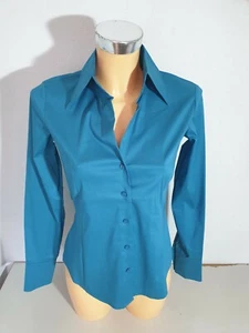 ESPRIT Damen  Bluse  Hemdbluse  Gr. 32  petrol  Baumwolle  Langarm  NEU - Bild 1 von 5
