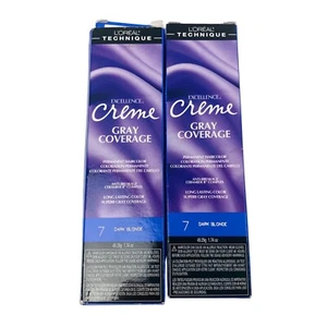 L'OREAL Excellence Gray Coverage Hair Color 7 Dark Blonde 1.74 oz (2 Pack) - Picture 1 of 1