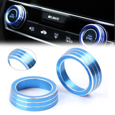 2x AC Air-condition Control Switch Cover Ring for Honda Civic 2016 2017 Blue po - Image 1 of 4