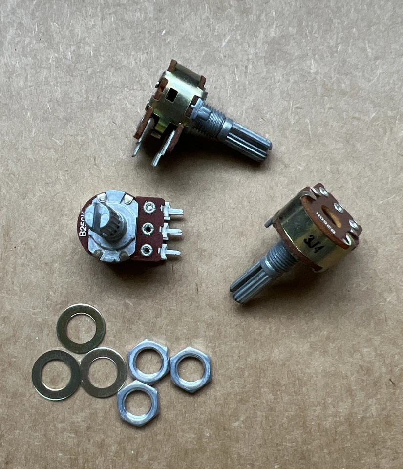 5pcs Alpha B50K Dual Gang Linear Rotary Pot PCB Mount 20mm Knurled Shaft - Image 1 of 1