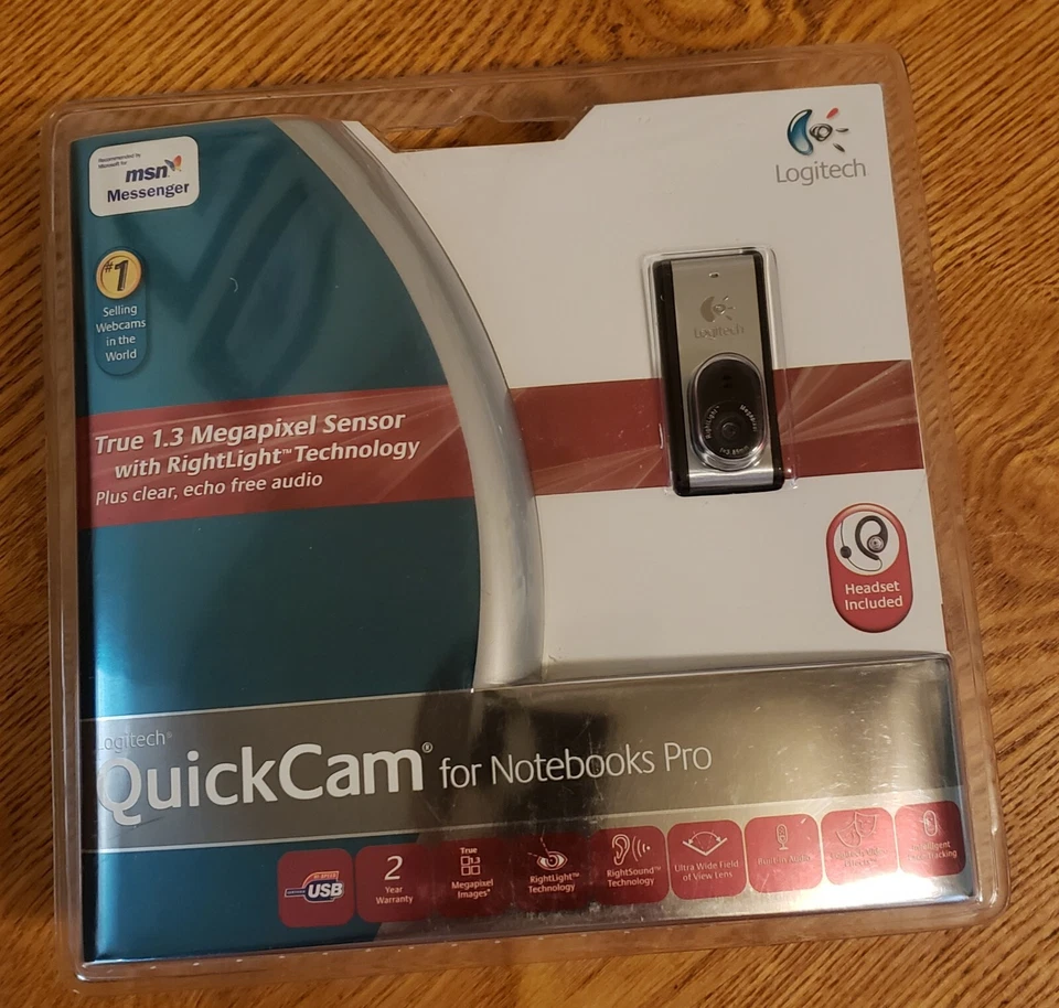 Logitech QuickCam For Notebooks Pro USB-2.0 Web Cam W/Microphone Sealed NEW - Image 1 of 4