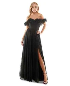 City Studios Juniors Mesh Ruffled-Neck Sid Black 3 5 7 - Picture 1 of 2