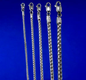14K White Gold SOLID Round Franco Box Chain Necklace Men Women 1mm-4mm 16"-30" - Picture 1 of 10