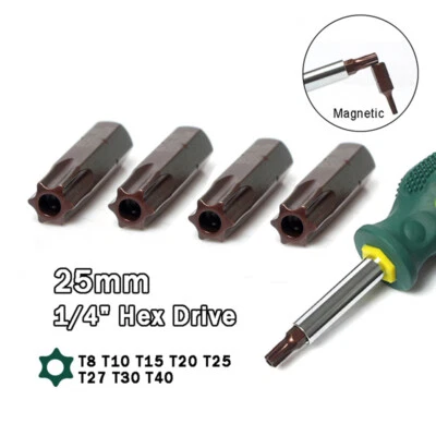 1/4 Magnetic T8 T10 T15 T20 T25 T27 T30 T40 Torx Bit Drill Head Screwdriver Bits - Image 1 of 4