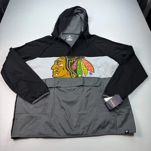 NUEVA Chaqueta Cortavientos Fanatics Chicago Blackhawks Anorak Para Hombres XL Con Capucha NHL - Imagen 1 de 7