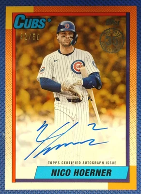 2025 TOPPS UPDATE SERIES NICO HOERNER #90AU-NH GOLD /50 AUTO 1990 AUTO CARD - Image 1 of 2