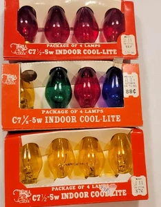 VINTAGE TRIM-A-TREE C7.5-5W INDOOR COOL LITE GREEN LAMPS 3 PACKS OF 4 BULBS - Picture 1 of 5