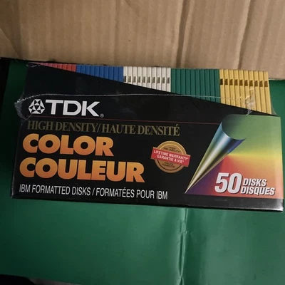 Caja de 50 Disquetes TDK Alta Densidad MF-2HD Color Formateado IBM de 3.5" ¡SELLADOS! Foto 1 de 4