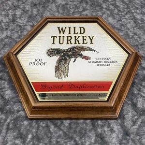 Vintage Wild Turkey 101 Proof 8 Years Bourbon Whiskey Bar Mirror Sign 19”x17” - Picture 1 of 9