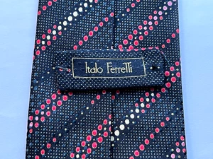 ITALO FERRETTI Silk Tie Navy And Pink Stripe Pattern - Picture 1 of 3