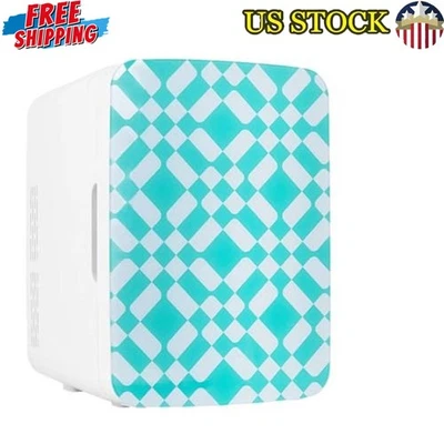 Mini refrigerador portátil calentador 10L frente de vidrio verde patrón almacenamiento nuevo Foto 1 de 4