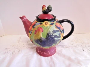 Susan Winget Vintage 2003 Keramik Hahn Teekanne 8,5" ~ KOSTENLOSER VERSAND ~ - Bild 1 von 7