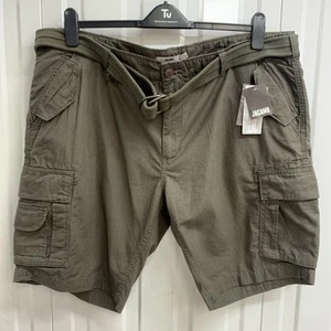 Jacamo Cargo Combat Shorts Mens W44 Khaki Green Belted Pockets 100% Cotton BNWT - Picture 1 of 8