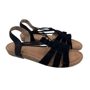 Earth Origins Laney Damen-Riemchensandalen schwarz Wildleder Fersenriemen Größe 11 Weite - Bild 1 von 8