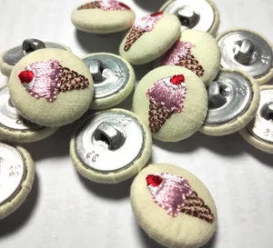 X6 Fabric Ice-cream cone round shank buttons 2cm - Picture 1 of 1