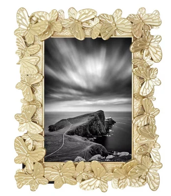 NUEVO Marco de fotos mariposa 5x7 de metal tono dorado Foto 1 de 4