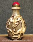 3.6" Old Chinese Marked Yellow Glazed Carved Fengshui Beast Statue Snuff Bottle