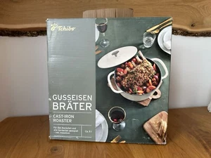 Tchibo Gusseisenbräter, schwarz-beige, Keramik, für alle Herdplatten – (5-Liter) - Bild 1 von 13