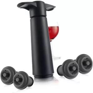Vacu Vin Wine Saver Vacuum Pump with 4 Vacuum Wine Stopper, Durable Black - Picture 1 of 6