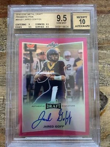 2016 JARED GOFF Leaf Metal Draft PRISMATIC Pink Auto Autograph #8/20 BGS 9.5/ 10 - Picture 1 of 2