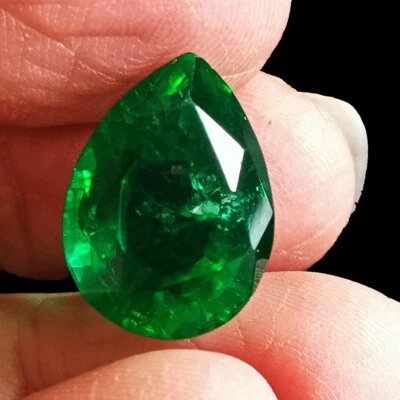 Piedra preciosa suelta corte pera certificada natural esmeralda verde colombiana Muzo 16,95 quilates Foto 1 de 4