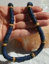 Coconut shell beaded necklace 19" length surfer blue