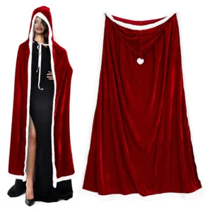 Christmas Costume Cloak Hooded Cloak Santa Costume Cape Christmas Cosplay Cape - Picture 1 of 11