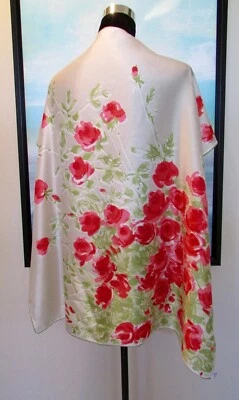 Винтажный шелковый шарф 60-х VERA Red Rose Lady Bug 31 дюйм - Изображение 1 из 4