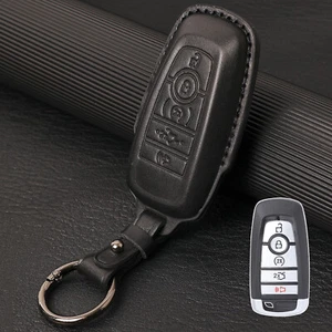 Cubierta de llavero de CUERO para 22 Ford Fusion F150 Explorer Mustang cadena de estuche remoto - Imagen 1 de 14