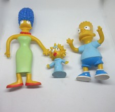Simpsons Bendable Rubber Bart, Maggie, Marge Simpson Action Figures -1990 Jesco 