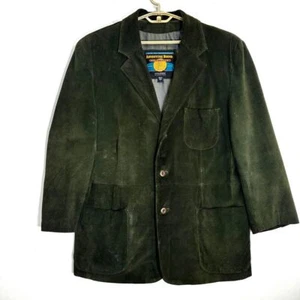 Blazer vintage anni 90 Wilsons Adventure Bound pelle scamosciata verde oliva taglia L Y2K - Foto 1 di 9
