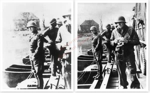 General George Patton Urinating In Rhine River Pair Of WWII Silver Halide Photos - Picture 1 of 3