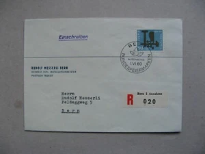 SCHWEIZ, R-Brief FDC 1960, Einzelmarke Pro Patria Eule, Canc. mineral - Bild 1 von 1