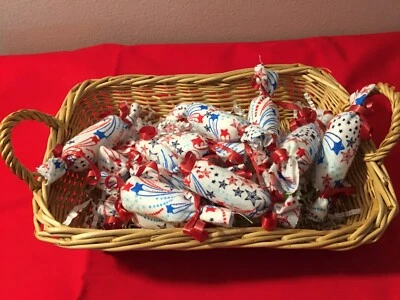 PRIMITIVE  RED/ WHITE/BLUE FIREWORKS /STARS "CANDY"  SET OF 10 BOWL FILLER - Image 1 of 4
