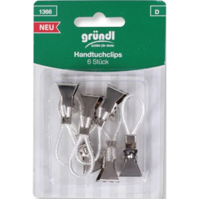 GRÜNDL 6 Handtuchclips Handtuchhalter Handtuchhaken Aufhänger Nähfrei Ersatz - Bild 1 von 3