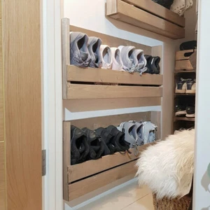 2Pcs Wall Mounted Shoe Rack Floating Shoes Stand Shelf Organiser Home Entryway - Picture 1 of 16