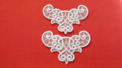 2 x Planchar / Coser, Motivo de Encaje Guipur Blanco, Apliques, Boda - 7cm x 5cm  Foto 1 de 2
