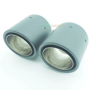 PAR DE 63mm 101mm FIBRA DE CARBONO PUNTAS DE TUBO DE ESCAPE TRASERO ESTILO UNIVERSAL COCHE - Imagen 1 de 11