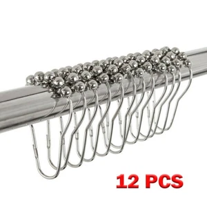 12pcs Shower Curtain Rings Hooks Rustproof Stainless Steel for Bathroom Shower - Picture 1 of 3