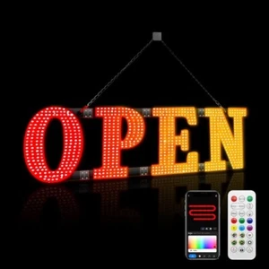 37" X 12" Smart Open Sign Large Ultra Bright LED APP/Remote Control Timer 2000Lu - Picture 1 of 15