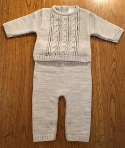 BABY BOYS GIRLS GREY KNIT JUMPER & TROUSERS SET NEWBORN 0/3, 3/6, 6/9, 9/12 BNWT - Picture 1 of 2